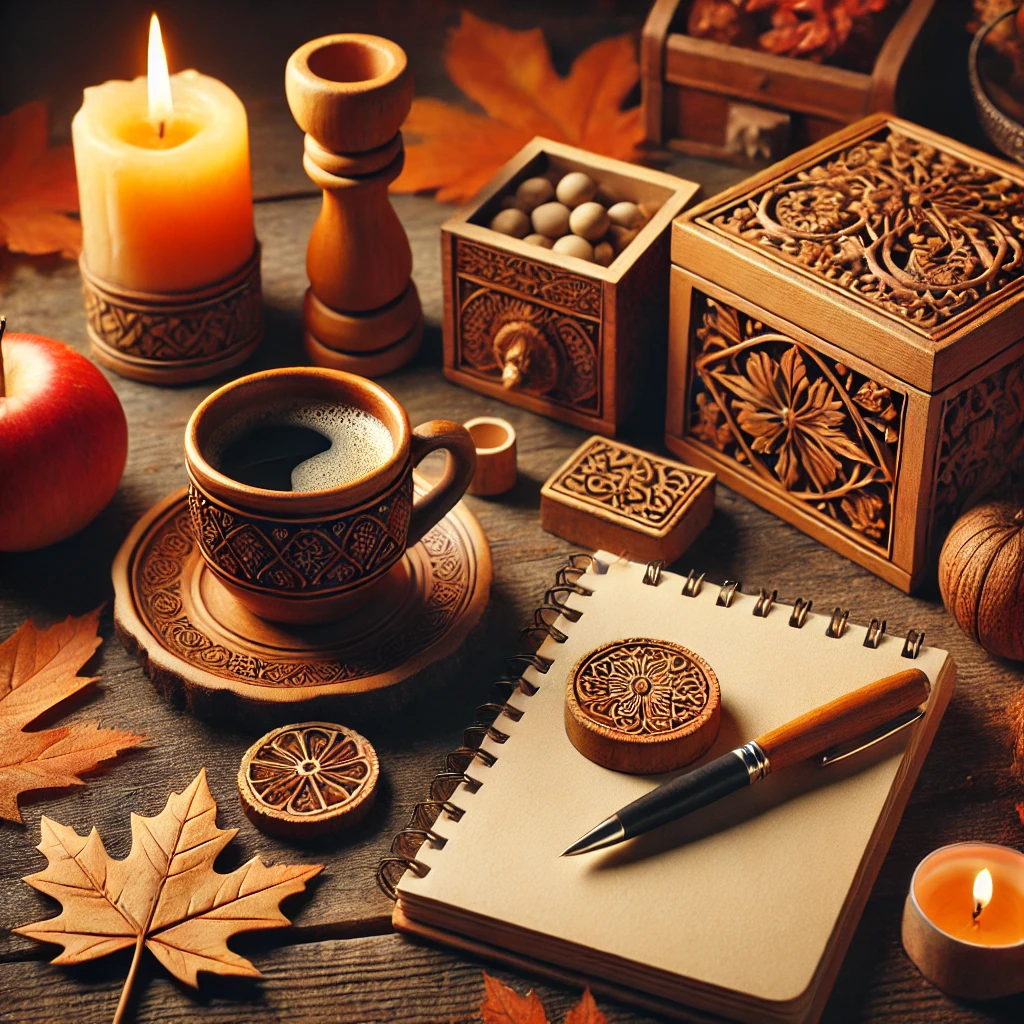 Осенняя мастерская, дерево и тёплый свет ламп